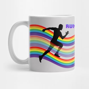 Silhouette sprint on rainbow Mug